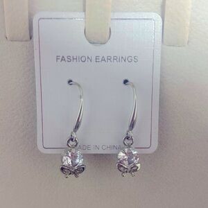 Jeulia Butterfly Round Cut Sterling Silver Drop Earrings
